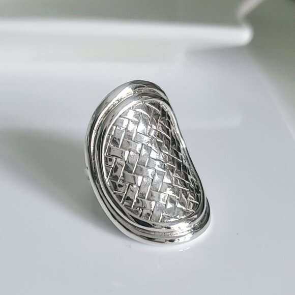Shield Sterling Silver Ring, Women Statement Boho Chic, Bohemian Adjustable Ring - Picture 4 of 10